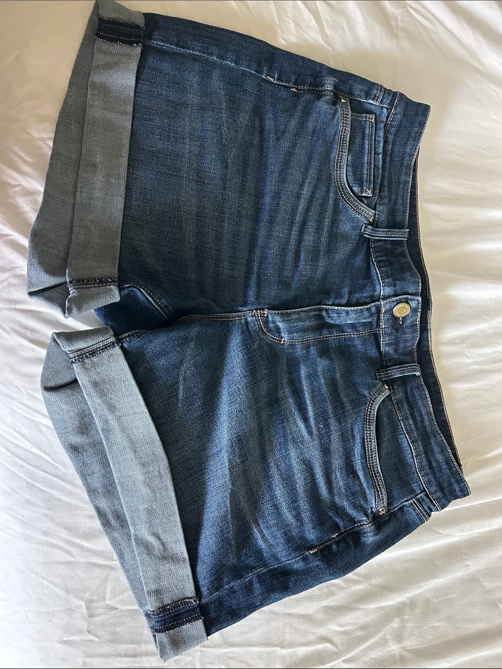 White House Black Market Dark Blue Rolled-Cuff Denim Shorts